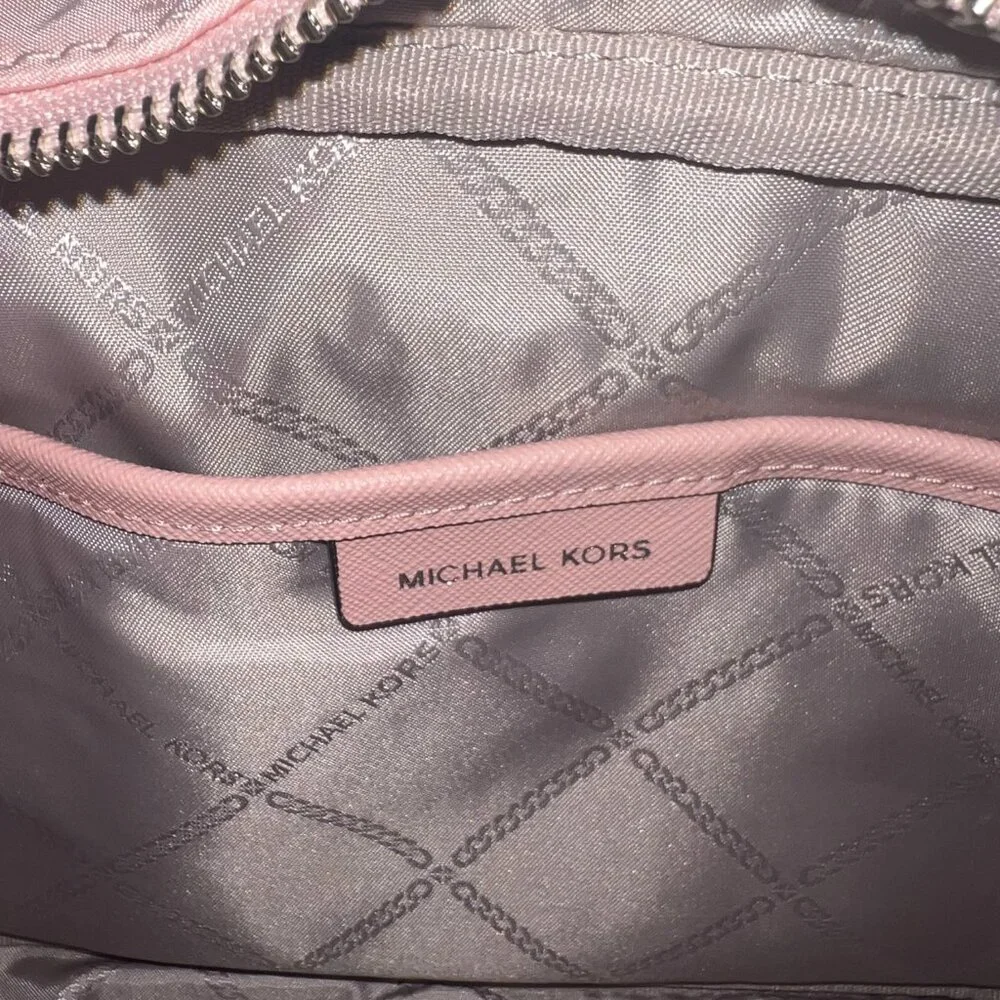 Michael Kors Jet Set Charm Nylon Large Crossbody Purse in Powder Blush Pink - Picture 7 of 10